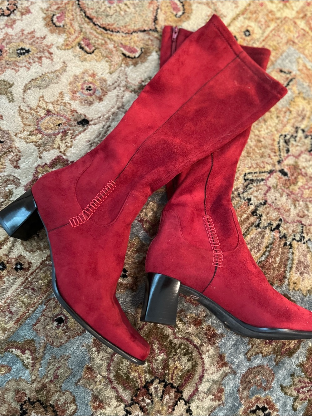 Red Faux Suede Women's Boots by Franco Sarto